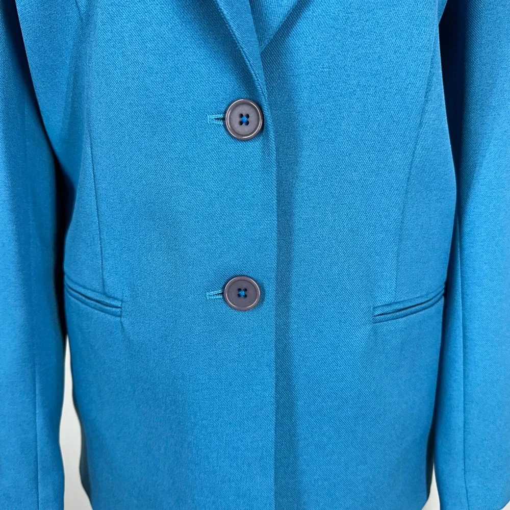 Leslie Fay Haberdashery Petite Blue Skirt Suit 2 Pc Set Size 16P Career